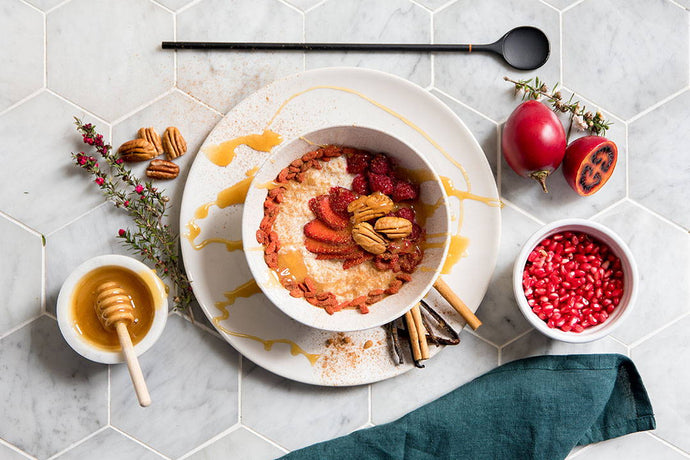 Vanilla Pecan Porridge With Fruits and Berries